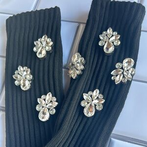 The Black Ice Bling Slouch Socks
